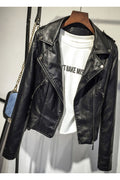 Women Fashion Suit Collar Leather Jacket