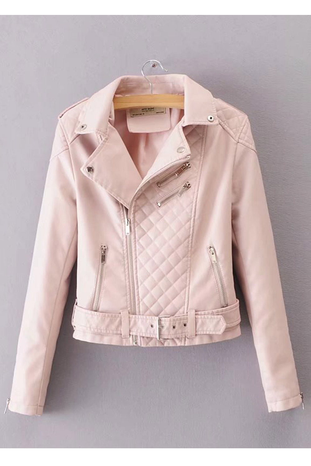 Women Stylish Long Sleeves Slim Casual Leather Jacket