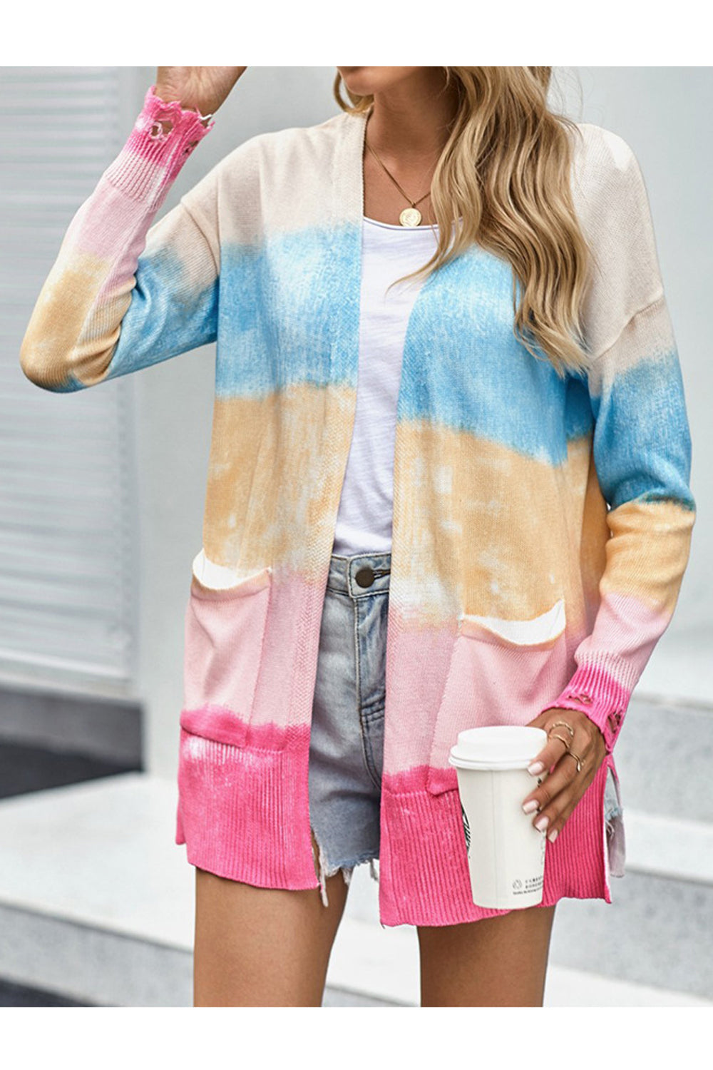 Women Fancy Colorful Style Two Pockets Long Sleeve Comfortable & Warm Winter Cardigan