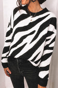 Women Outstanding Knitted Stripe Pattern Round Neck Fashionic Winter Sweater