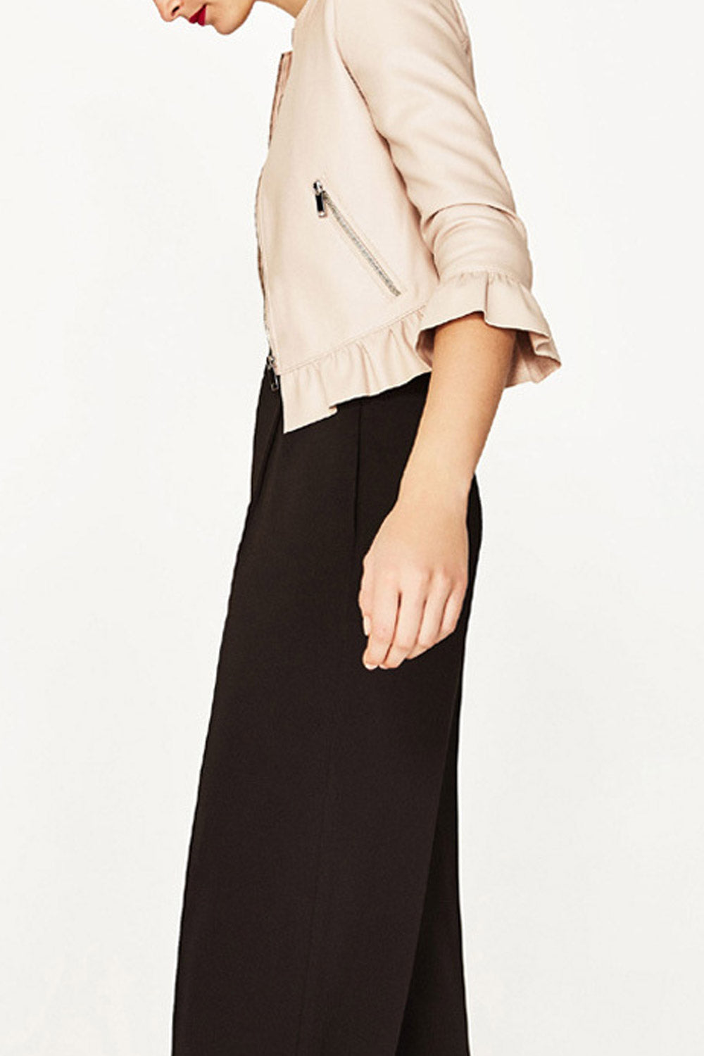 Women Classy Round Neck Ruffles Stylish Jacket