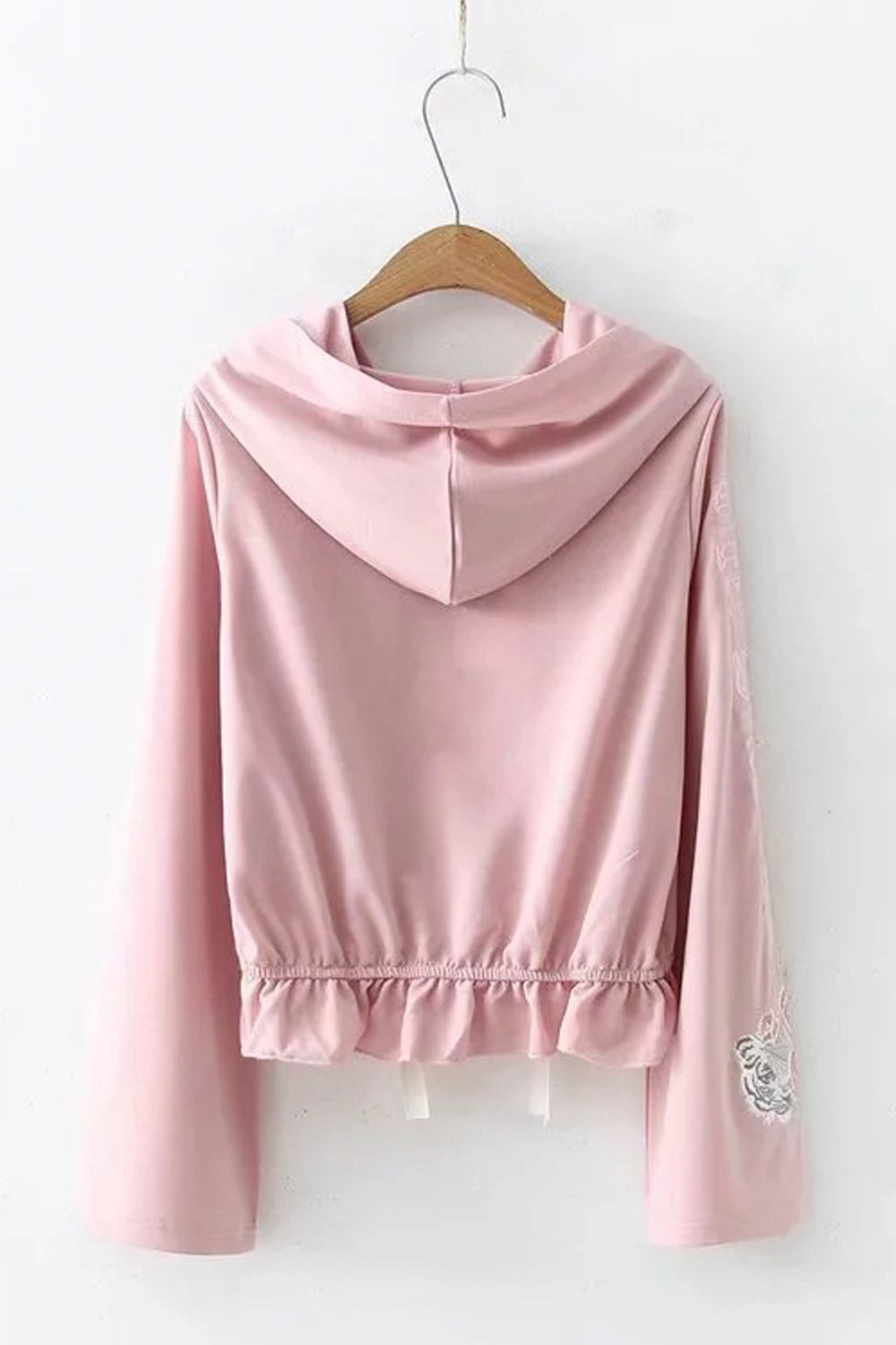 Women Fashion Solid Color Embroiderd Hoodie