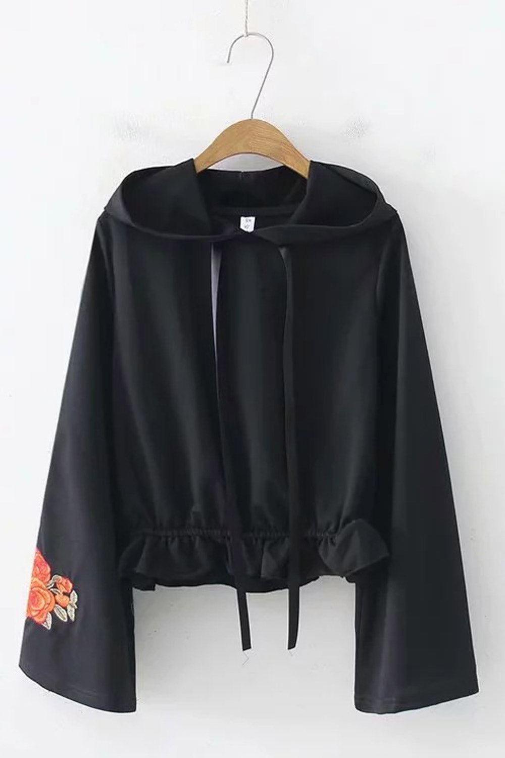 Women Fashion Solid Color Embroiderd Hoodie