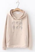 Women Alluring Cartoon Embroidered Hoodie