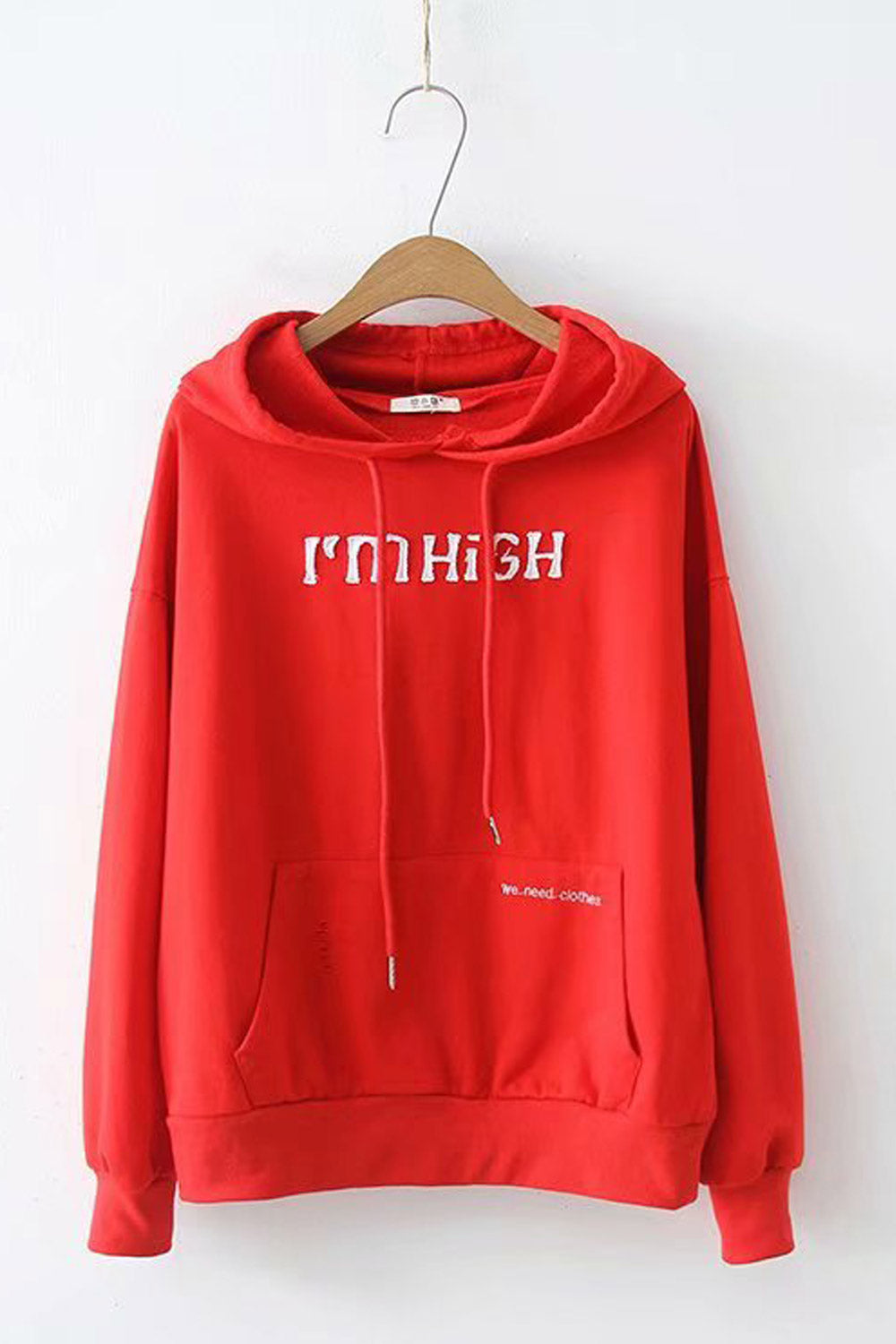 Women Comfy Patch Letter Embroidered Hoodie
