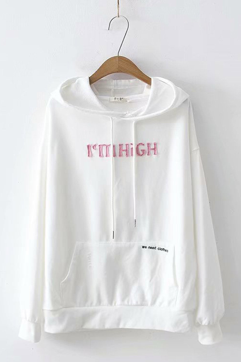 Women Comfy Patch Letter Embroidered Hoodie