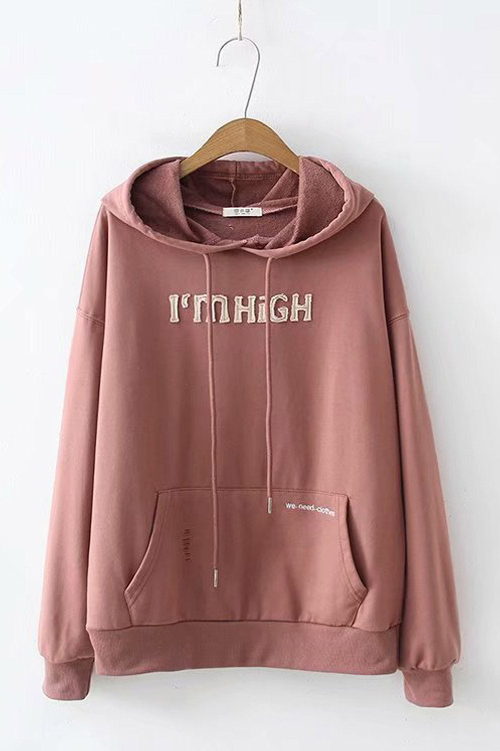 Women Comfy Patch Letter Embroidered Hoodie