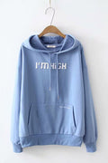 Women Comfy Patch Letter Embroidered Hoodie