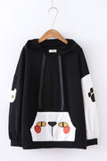 Women Stretch Cute Cartoon Contrast Hoodie