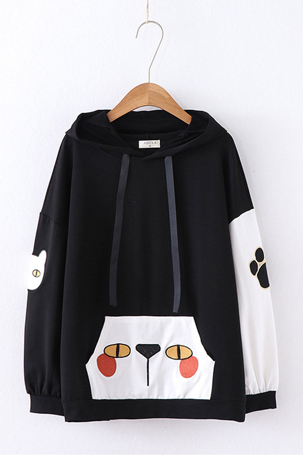 Women Stretch Cute Cartoon Contrast Hoodie