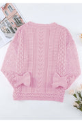 Women Winter Fashion Hollow Long Sleeve Beautiful Solid Colored Winter Pullover Sweater