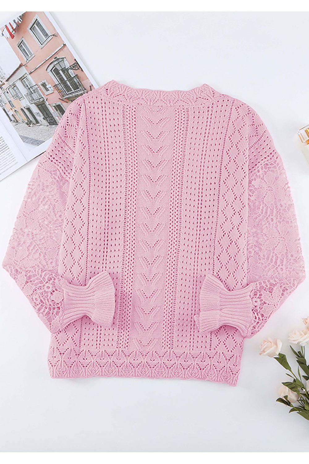 Women Winter Fashion Hollow Long Sleeve Beautiful Solid Colored Winter Pullover Sweater
