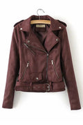 Women Winter Diagonal Zipper Motorcycle Jacket