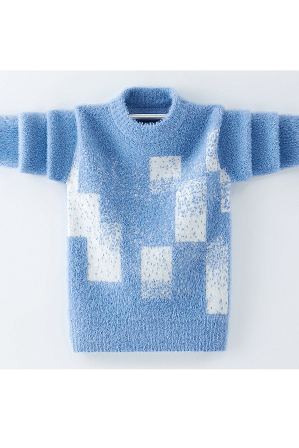 Kids Boys Exciting Lattice Pattern Breathable Round Neck Long Sleeve Fashionic Winter Sweater