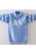 Kids Boys Cute Knitted Style Solid Pattern Long Sleeve Round Neck Fashionic Warm Sweater