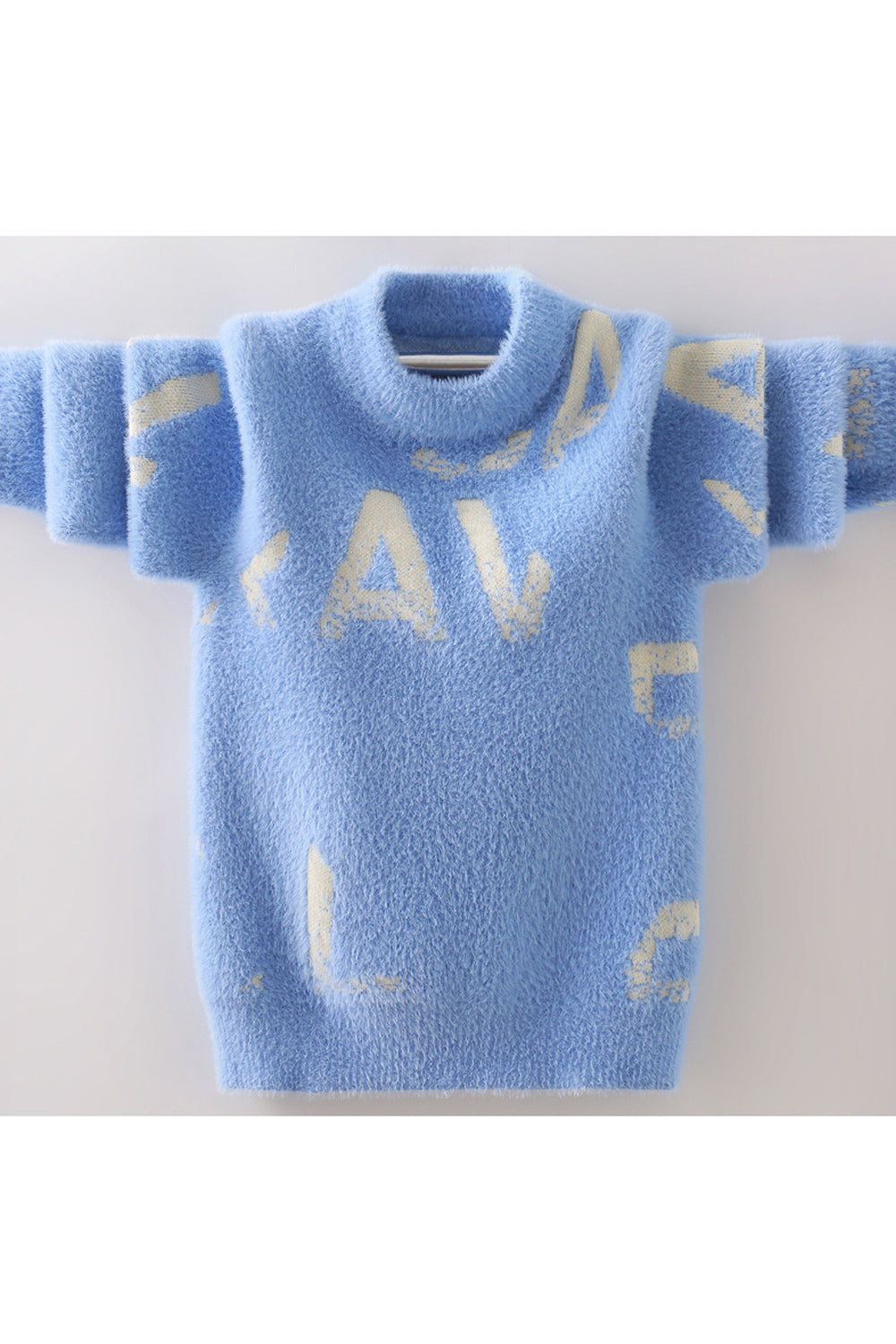 Kids Boys Cute Knitted Style Solid Pattern Long Sleeve Round Neck Fashionic Warm Sweater