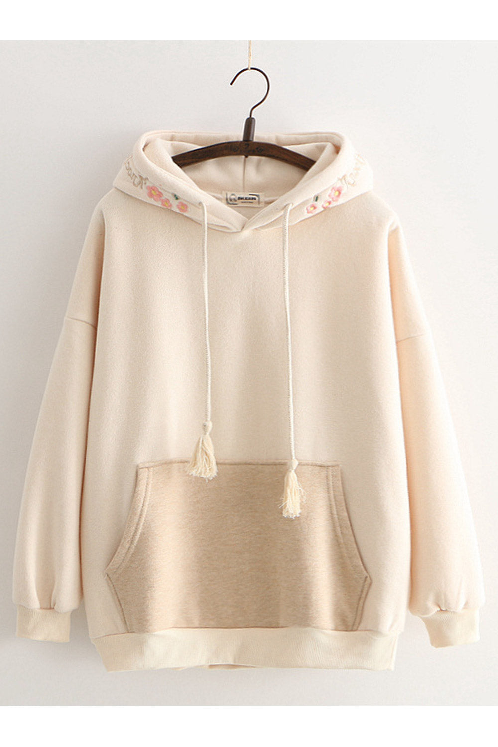 Women Winter Solid Color Embroidered Letter Hoodie