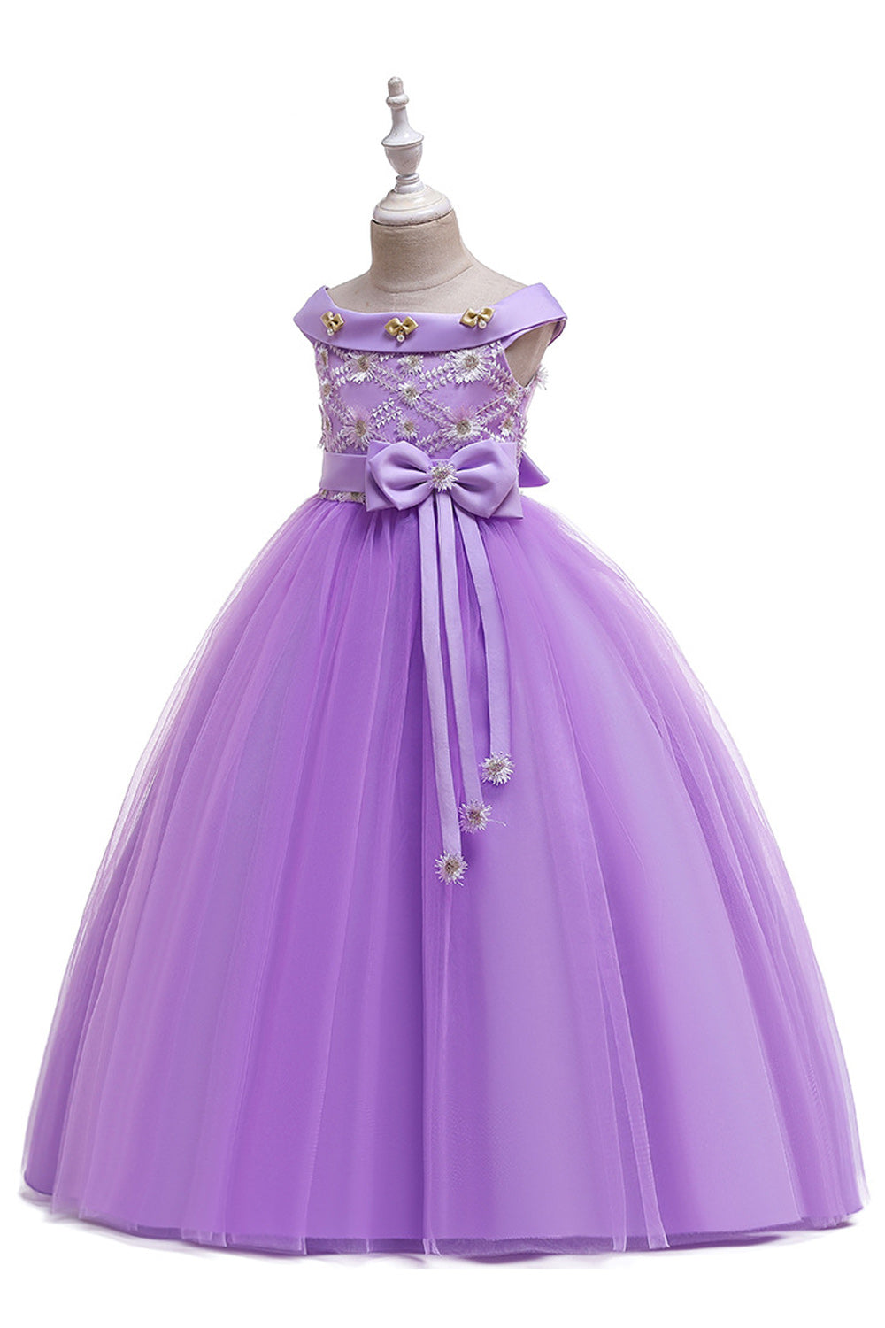 Kid Girl Alluring Off Shoulder Long Skirt Evening Dress