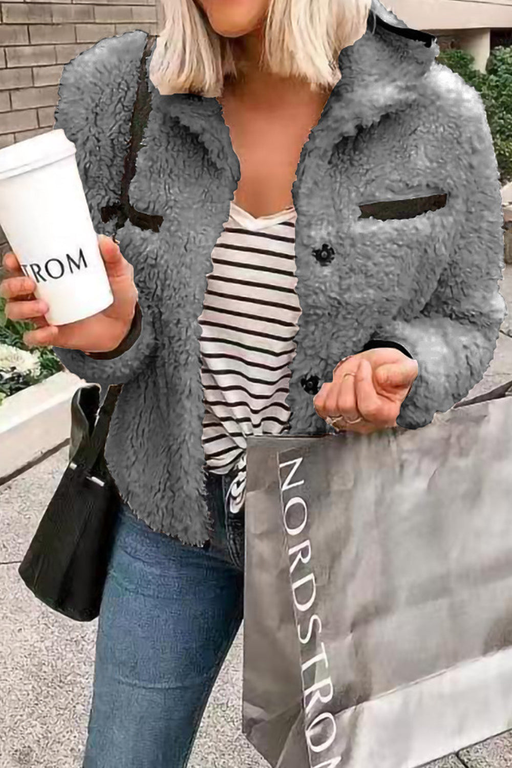 Women Warm & Thick Elegant Collar Neck Simple Button Closure Comfortable Winter Cardigan
