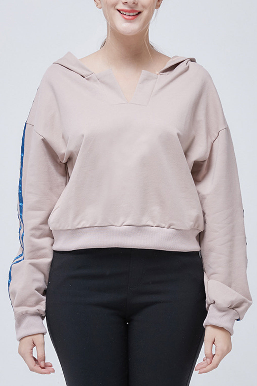 Women Beautiful Solid Color Long Sleeve Casual Hoodie
