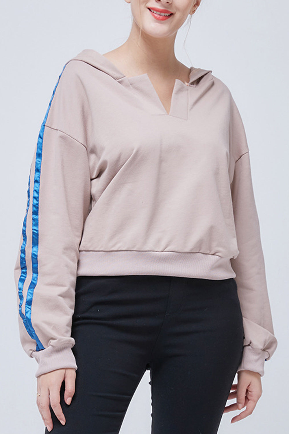 Women Beautiful Solid Color Long Sleeve Casual Hoodie