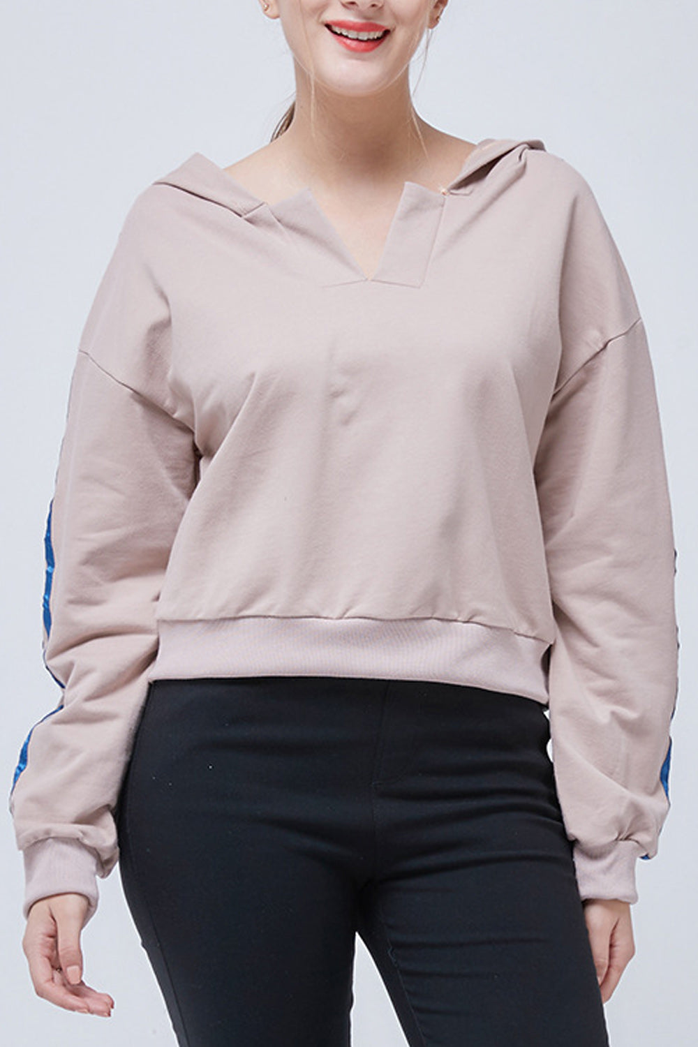 Women Beautiful Solid Color Long Sleeve Casual Hoodie