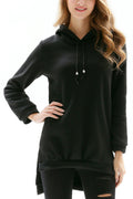 Women Fetching Irregular Hem Solid Color Hoodie