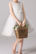 Kid Girl Elegant Bead Flower Embroidered Evening Dress
