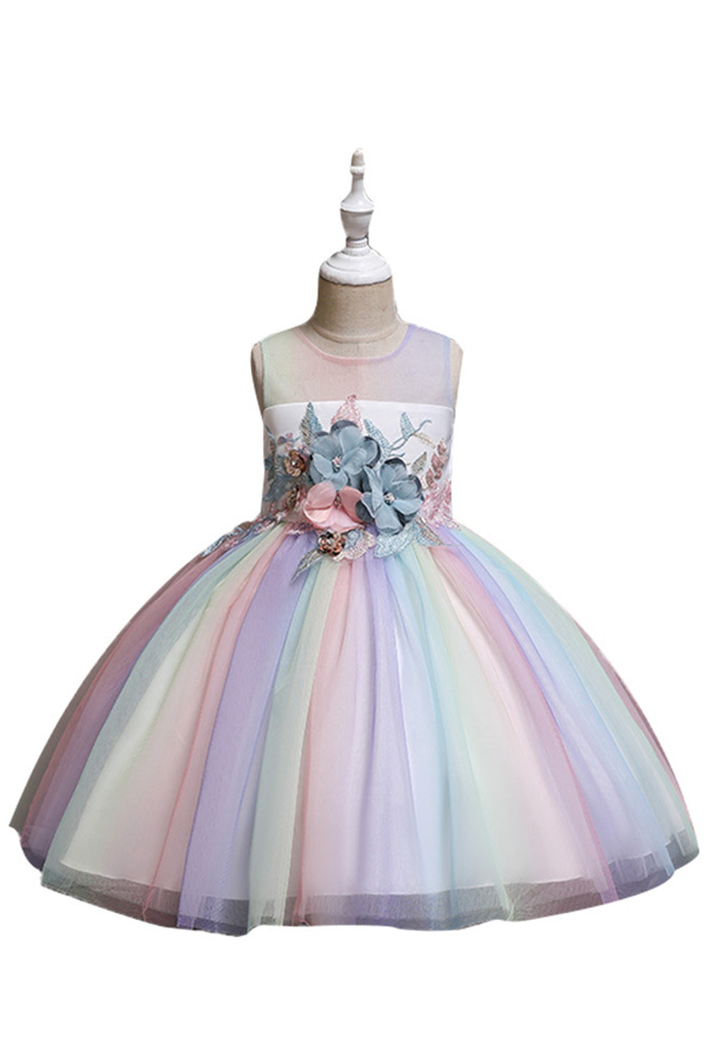 Kid Girl Alluring Flower Bust Ball Gown Wedding Dress