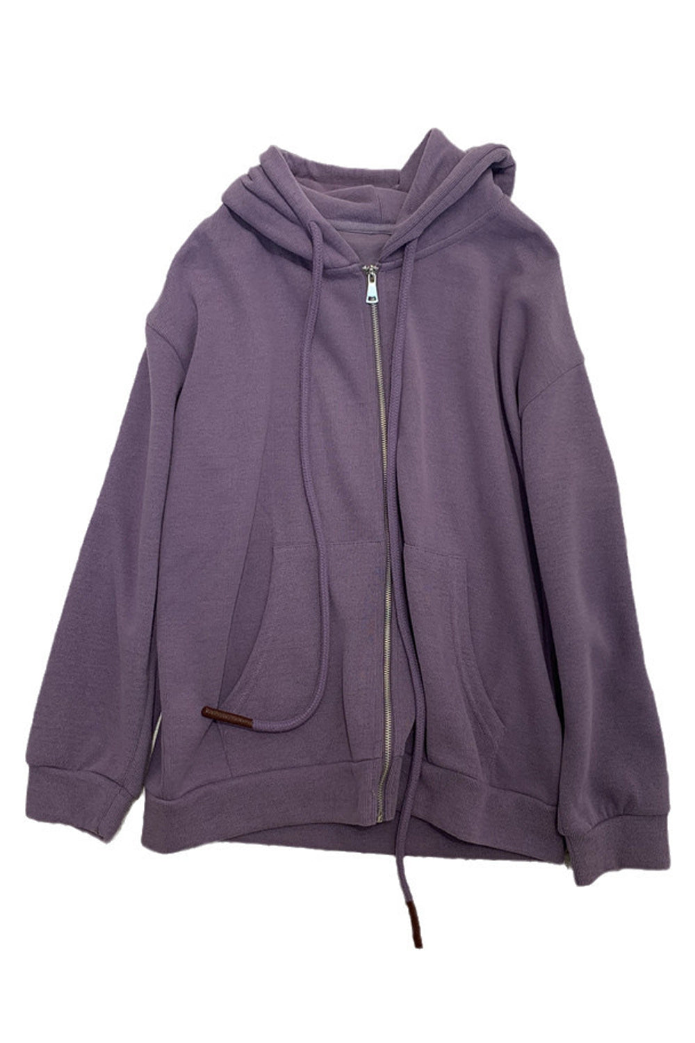 Women Relaxing Zipper Closure Comfortable Kangaroo Pockets Hooded Neck Winter Loose Hoodie