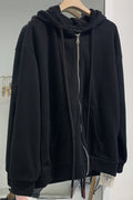 Women Relaxing Zipper Closure Comfortable Kangaroo Pockets Hooded Neck Winter Loose Hoodie