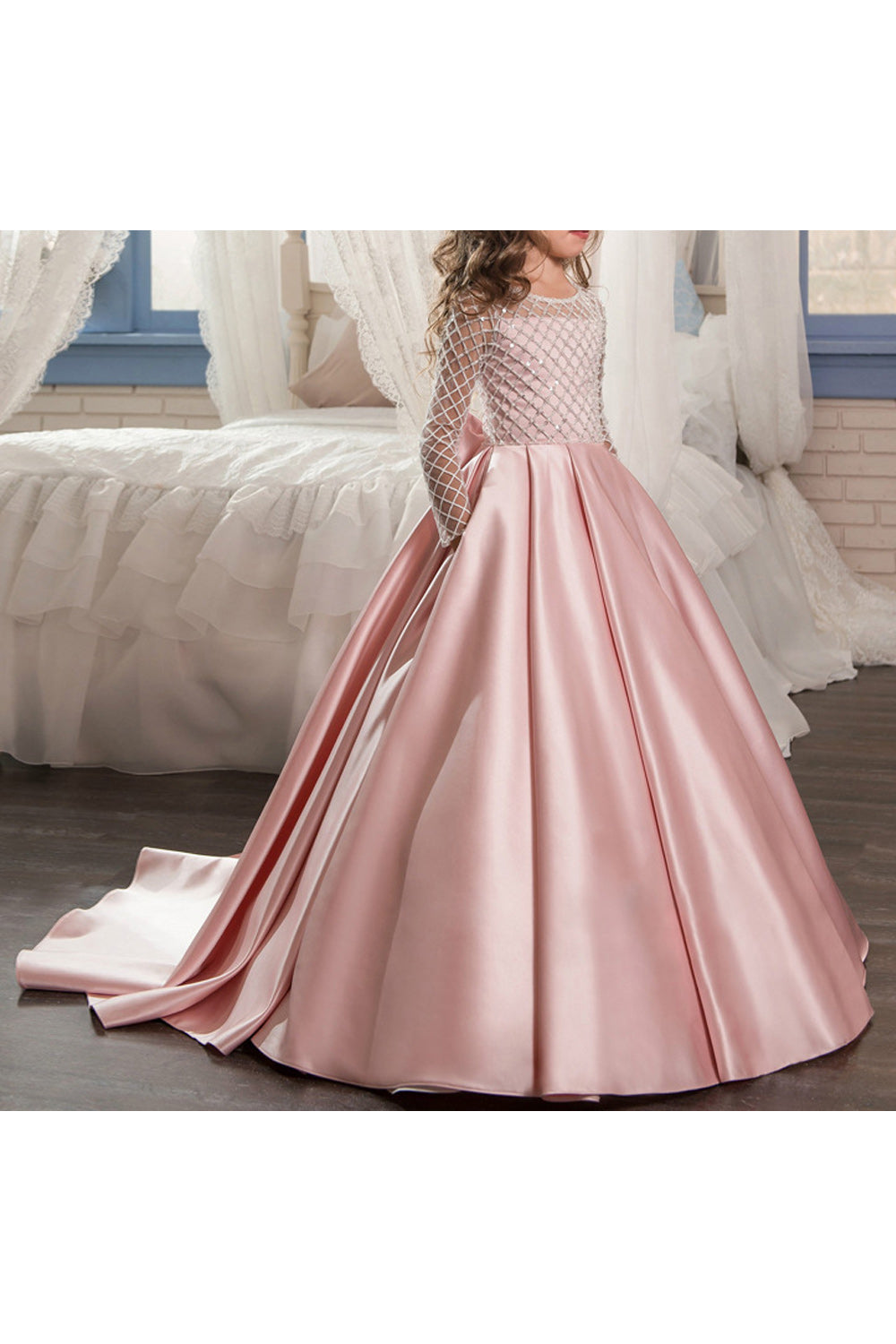 Kid Girl Beautiful Lattice Lace Wedding Dress