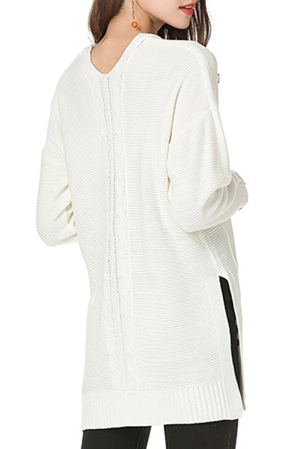Women Knitted Long Sleeve Easy Round Neck Lovely Solid Colored Restful Windproof Casual Pullover Sweater
