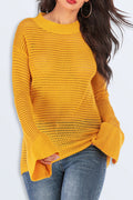 Women Dazzling Trumpet Sleeve Slim Sweater