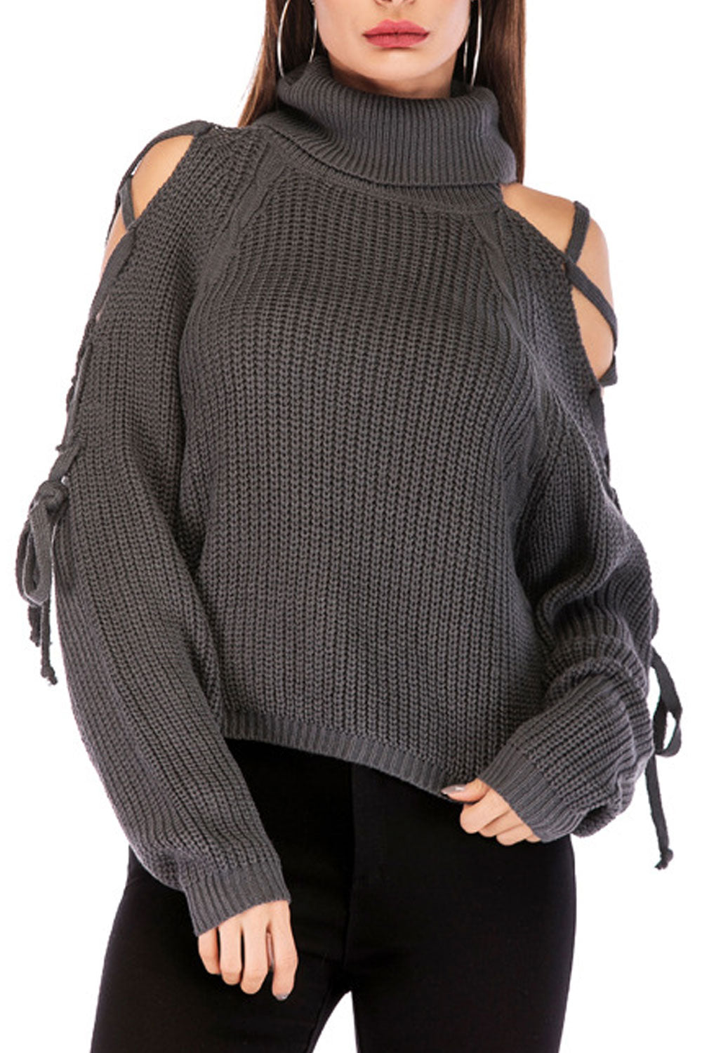 Women Fetching High Neck Long Sleeve Sweater