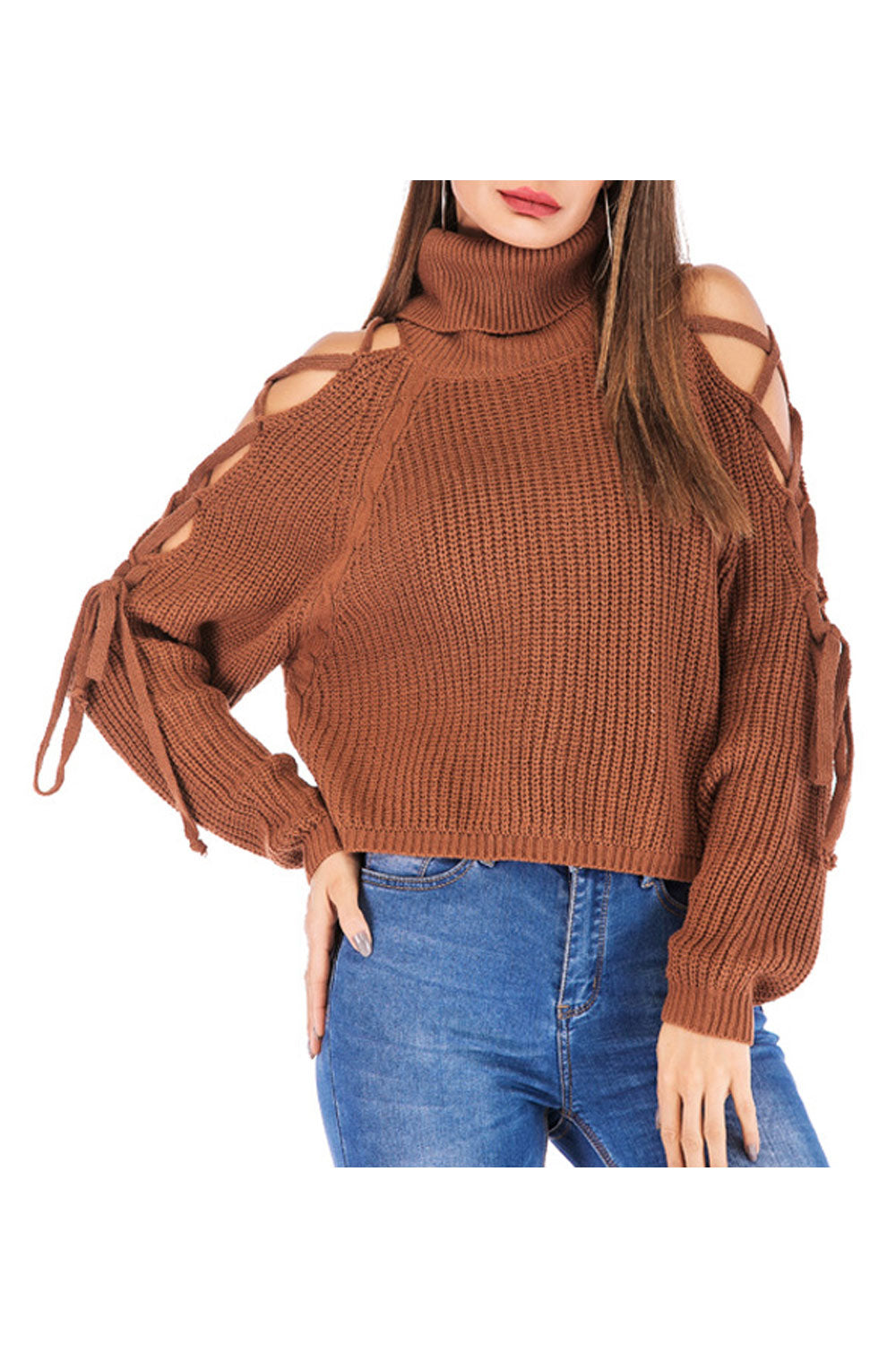 Women Fetching High Neck Long Sleeve Sweater