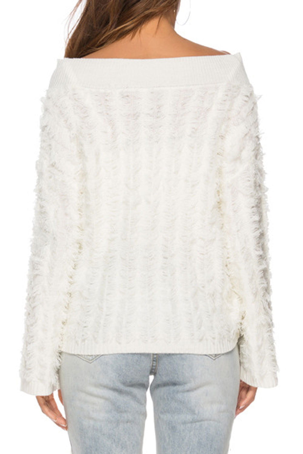 Women Fashion Tassel Decorate V Neck Sweater