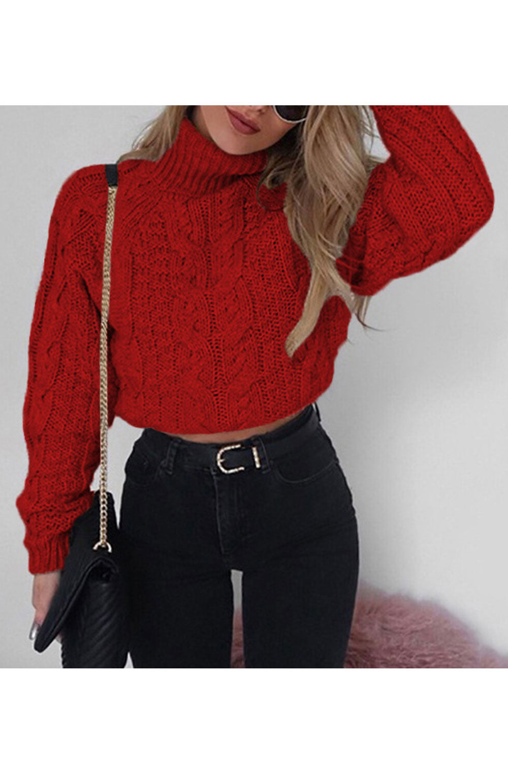 Women Splendid High Neck Short Sweater