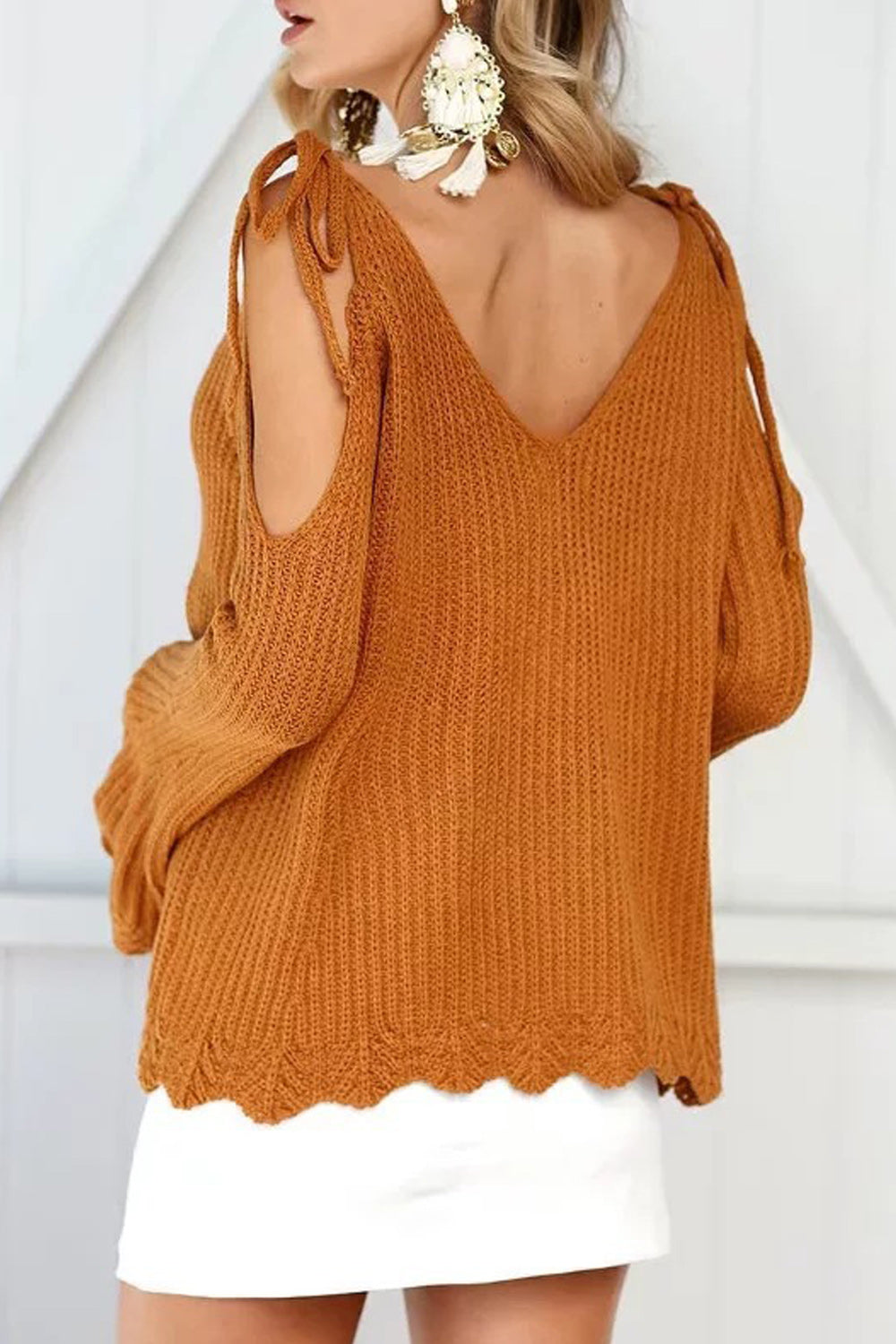 Women Splendid Off Shoulder V Neck Sweater