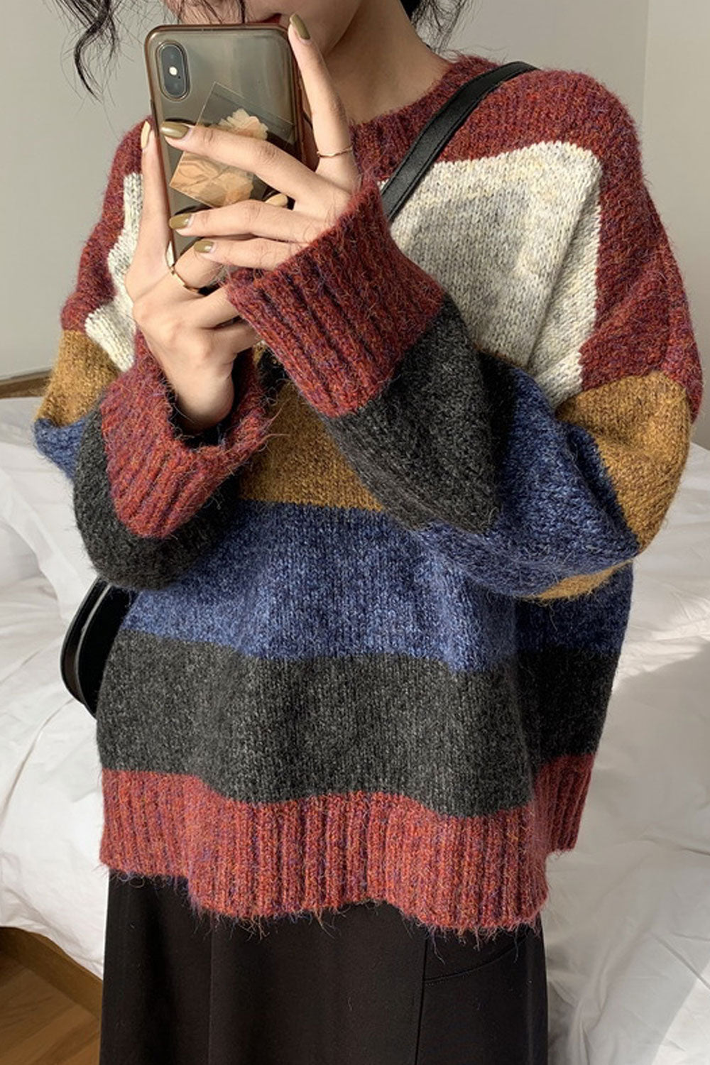 Women Warm Round Neck Comfortable Loose Long Sleeve Stylish Sweater