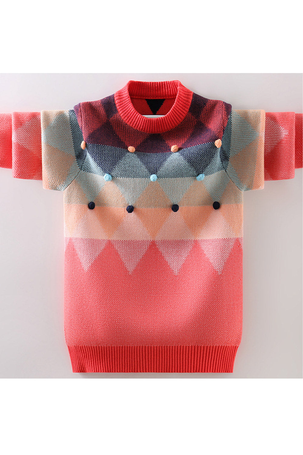 Kids Boys Wool Balls Shaded Knitted Sweater
