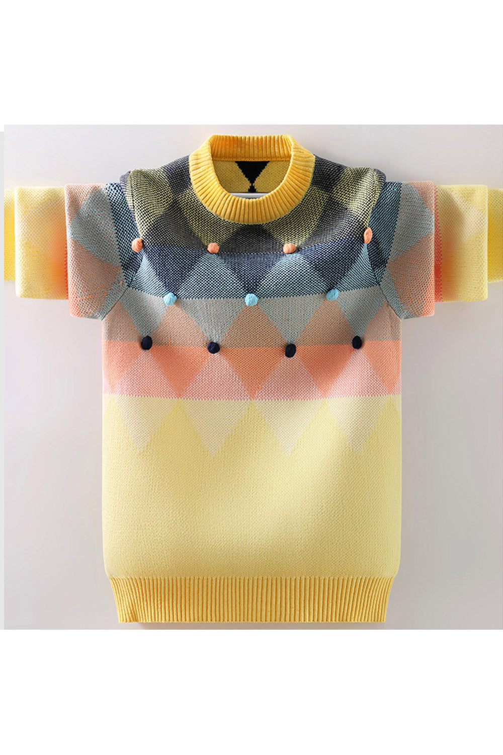Kids Boys Wool Balls Shaded Knitted Sweater
