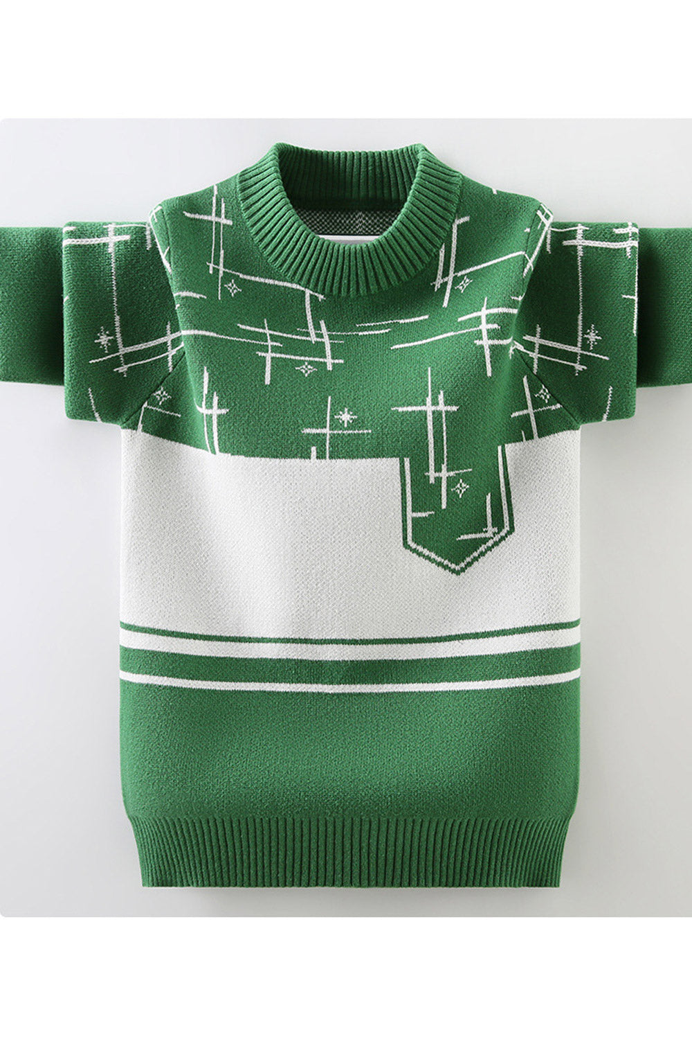Kids Boys Two Colors Round Neck Knitted Sweater