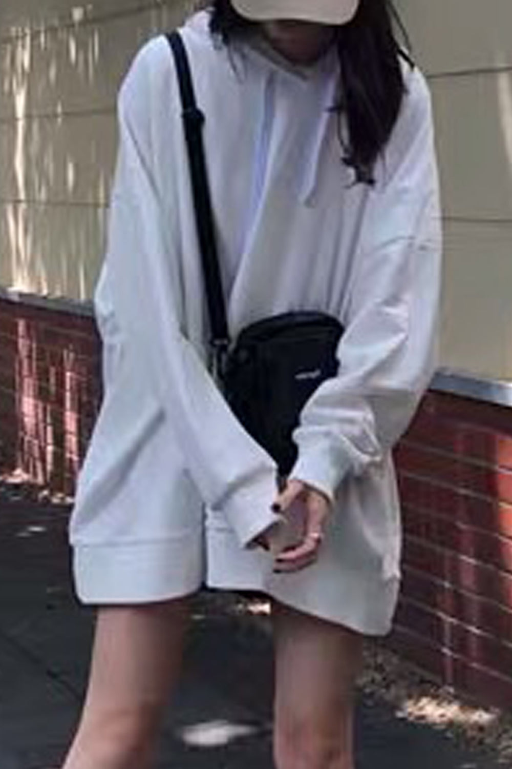 Women Trendy Solid Colored Loose Styled Long Sleeve Mid-Length Pullover Casual Hoodie