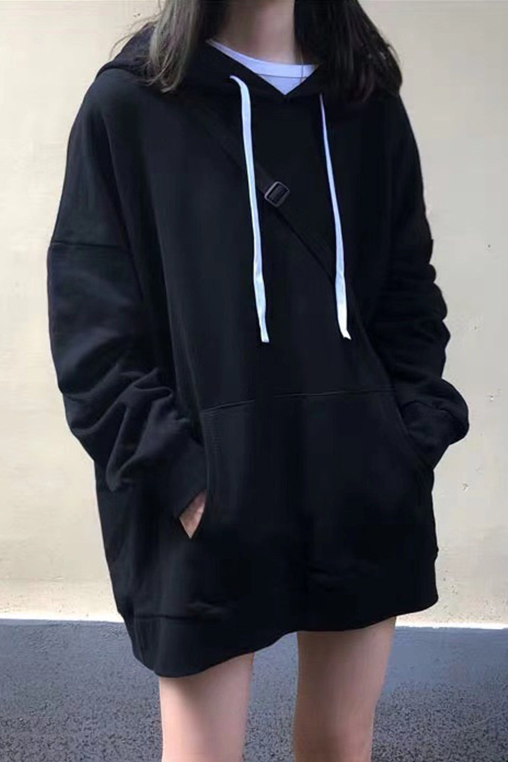 Women Trendy Solid Colored Loose Styled Long Sleeve Mid-Length Pullover Casual Hoodie