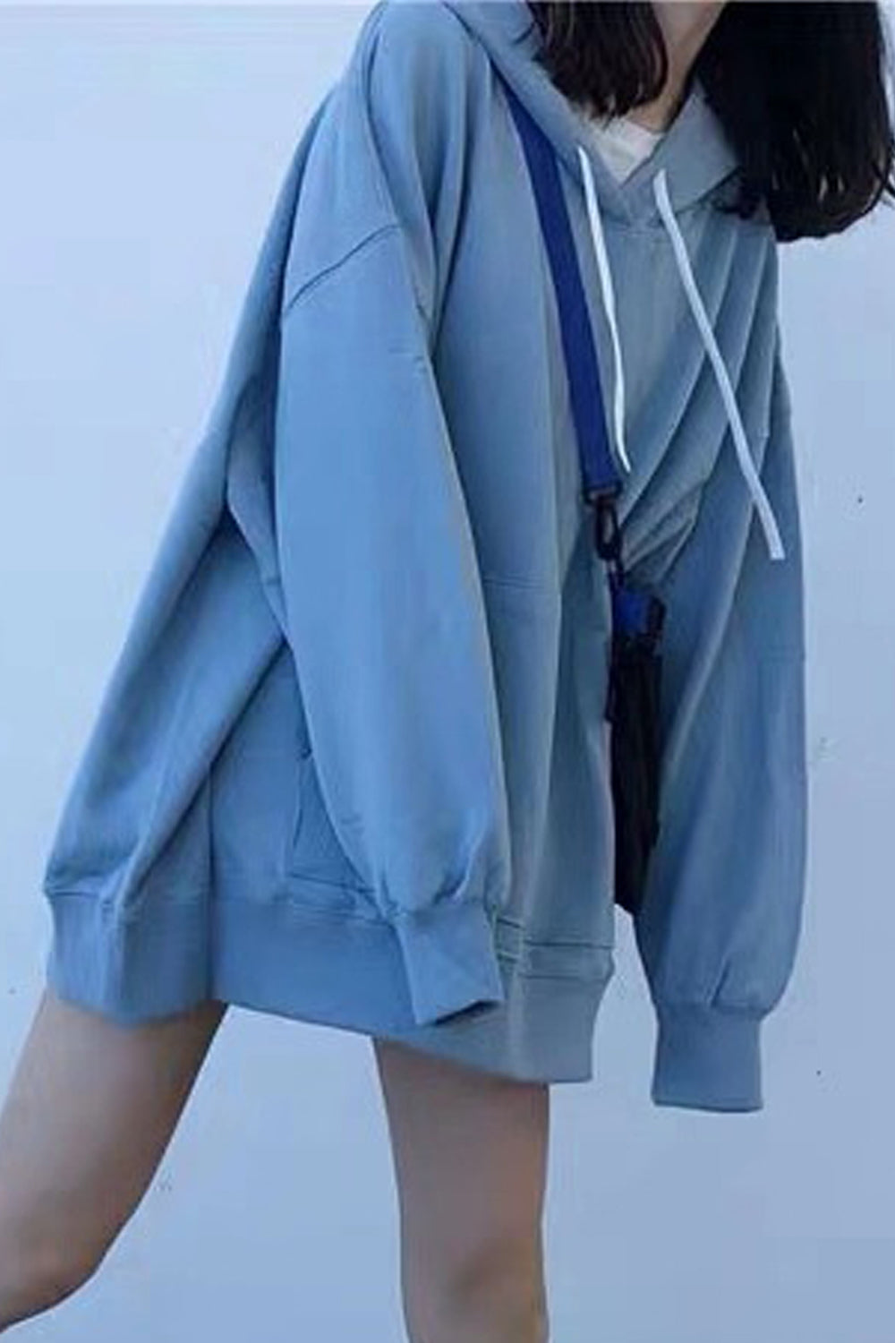 Women Trendy Solid Colored Loose Styled Long Sleeve Mid-Length Pullover Casual Hoodie