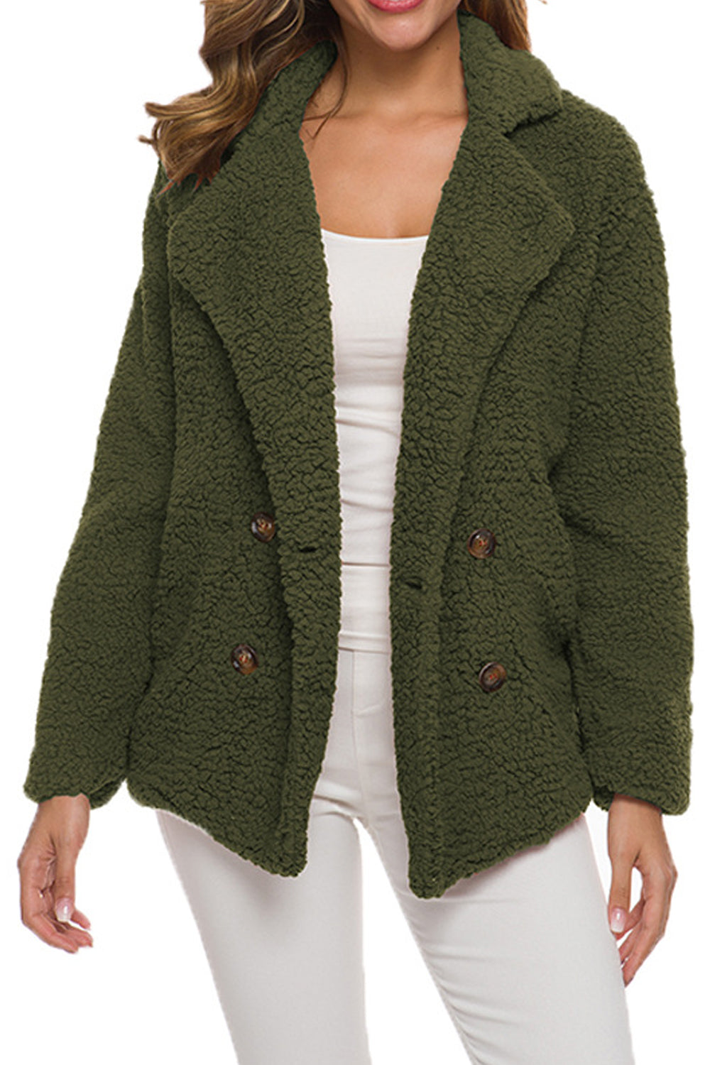 Women Fashionic Iconic Design Button Closure Along Side Pockets Knitted Style Winter Warm Cardigan