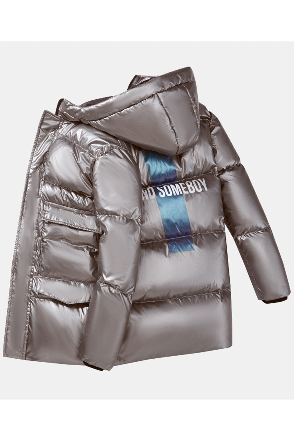 Kids Boys Superb Shinning Colored Solid Pattern Reliable Flap Pockets Hooded Neck Warm Padded Jacket