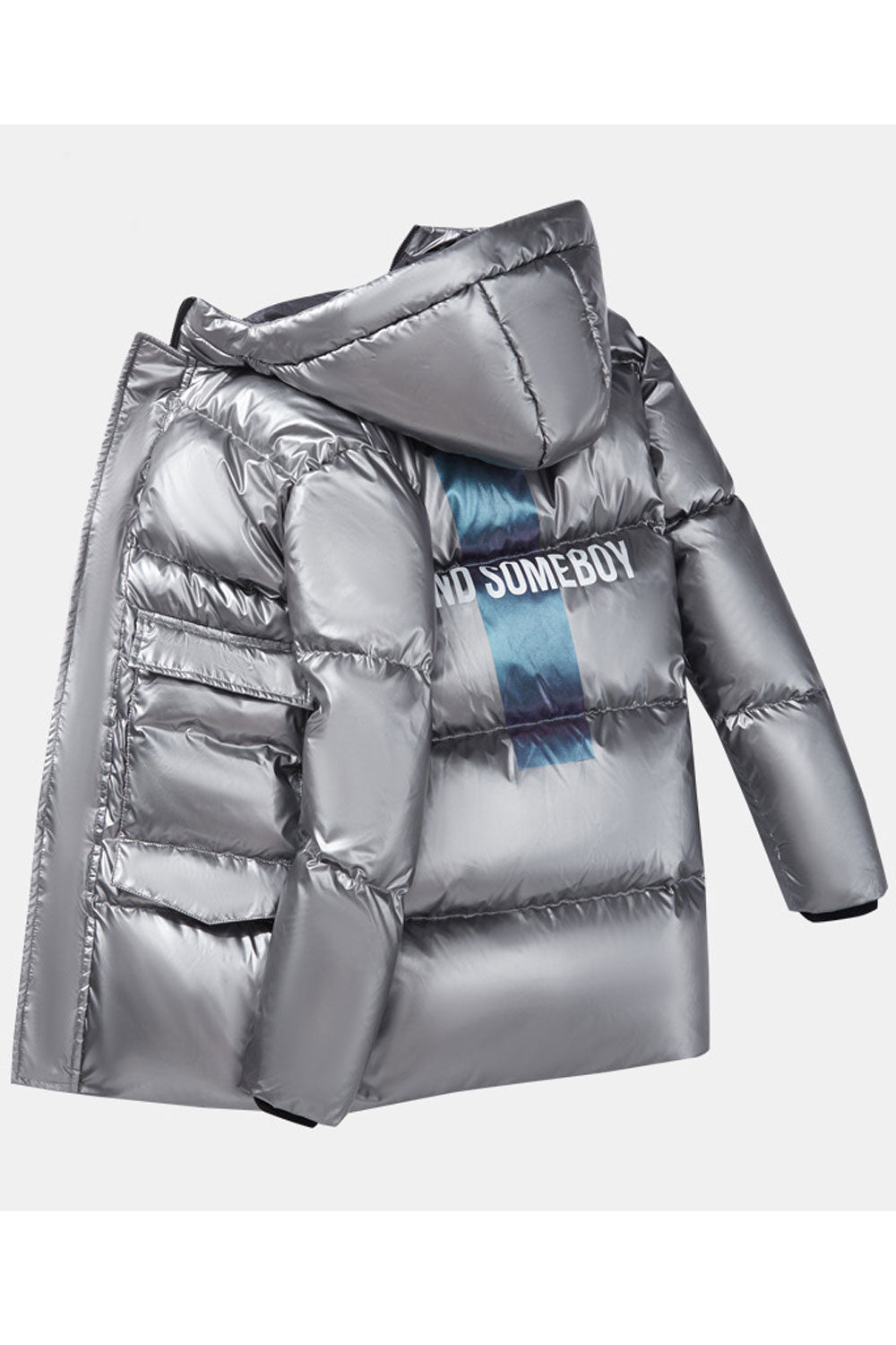 Kids Boys Superb Shinning Colored Solid Pattern Reliable Flap Pockets Hooded Neck Warm Padded Jacket