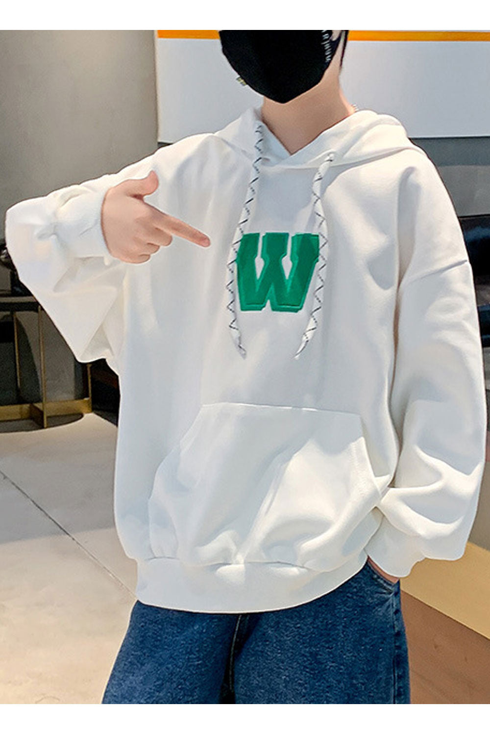 Kids Boys Elegent Letter Pattern Pocket Designed Loose & Warm Long Sleeve Pullover Hoodie